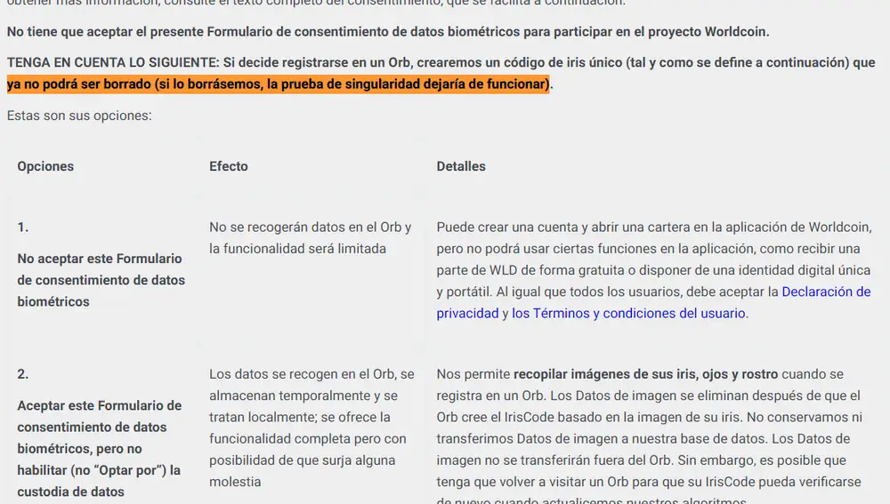 Los datos no se borran de Worldcoin