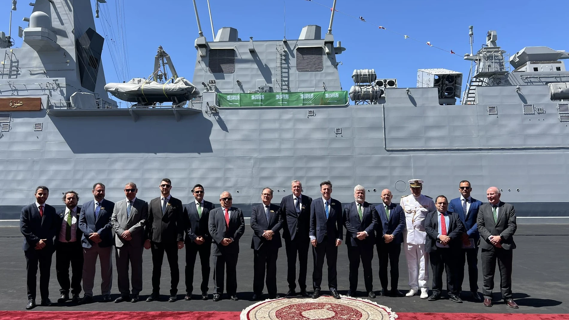 Foto de familia de la entrega de Navantia de la quinta corbeta a la Real Marina de Arabia Saudí la ciudad árabe de Jeddah.NAVANTIA07/03/2024
