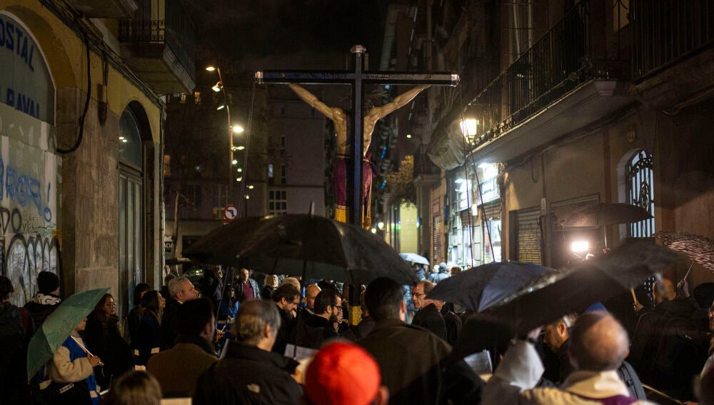 Procesión del Santo Cristo de la Sangre para pedir lluvia en Barcelona