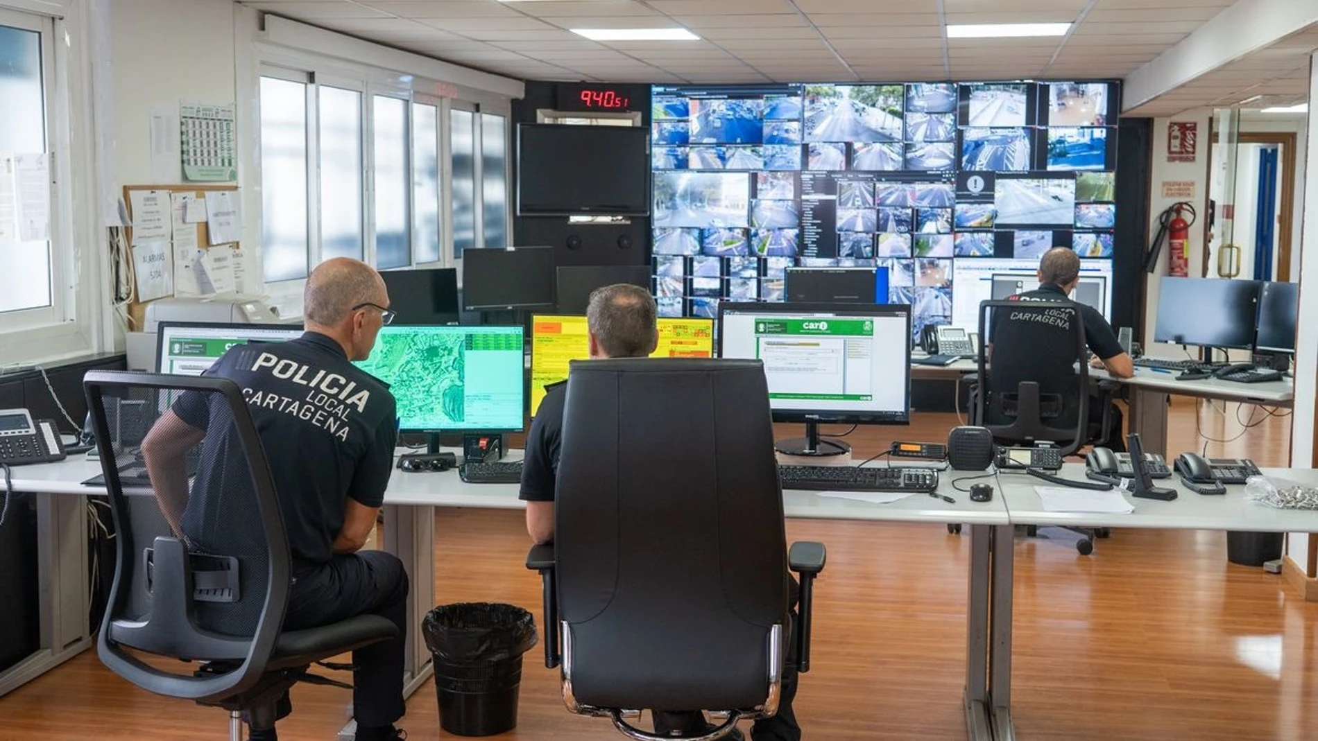 Sala de control de la Policía Local de Cartagena