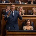 El presidente del Gobierno, Pedro Sánchez, interviene durante una sesión de control al Gobierno, en el Congreso de los Diputados, a 13 de marzo de 2024, en Madrid (España). 