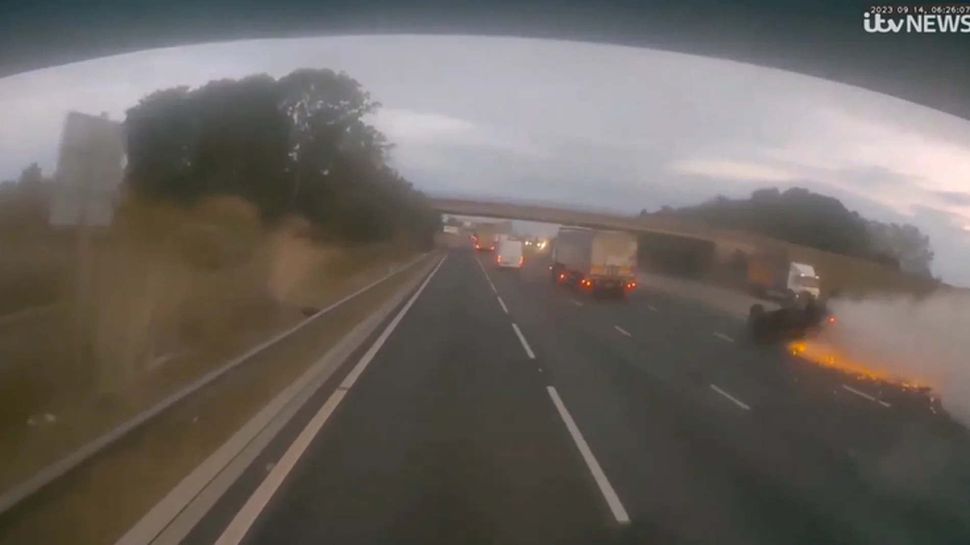Captura de video del accidente en Reino Unido