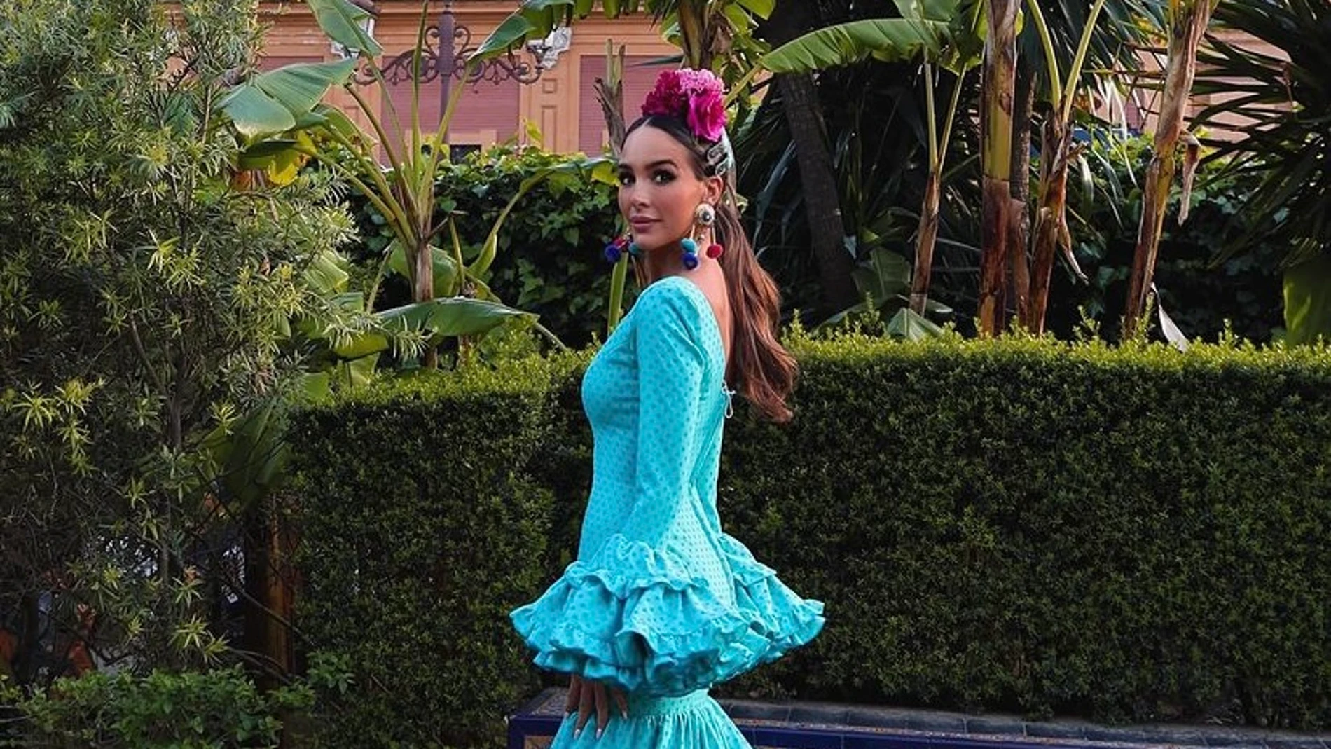 Rocío Osorno con traje de flamenca para la Feria de Abril.