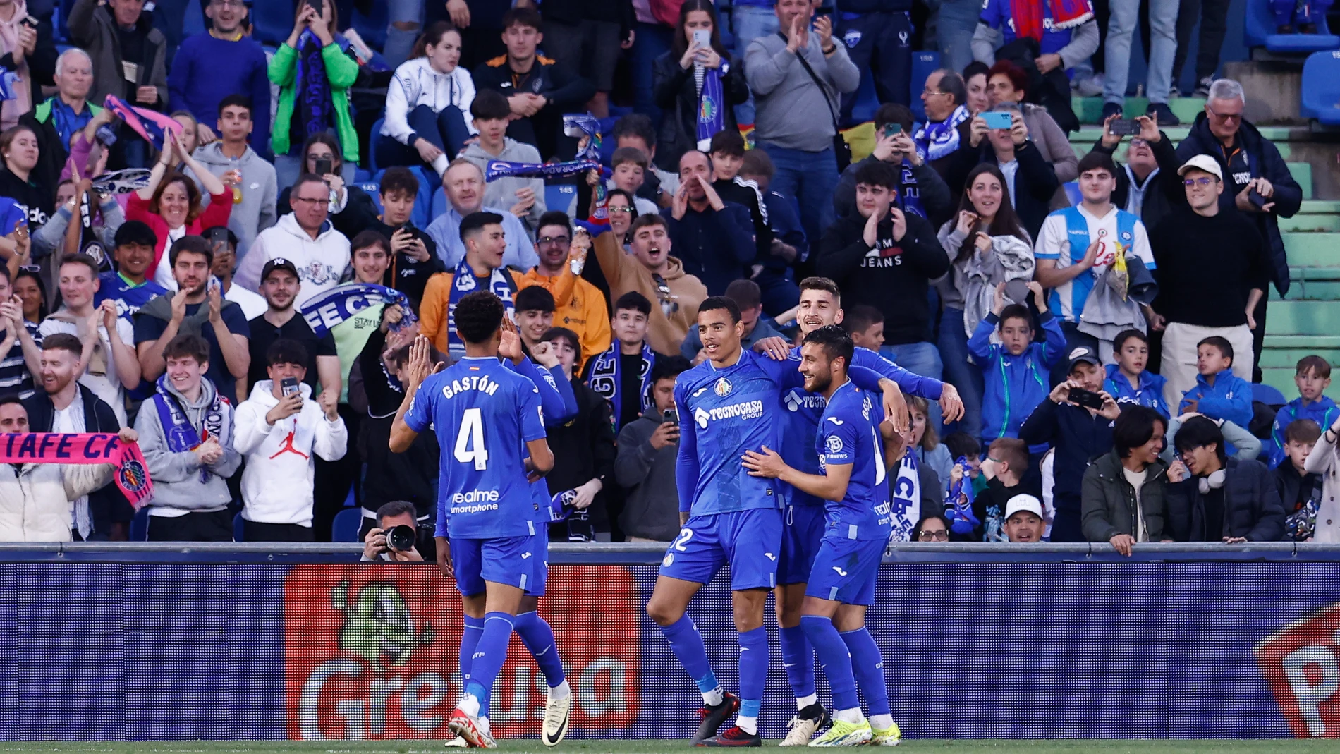 Jesus Santiago Perez of Getafe CF celebrates a goal during the Spanish League, LaLiga EA Sports, football match played between Getafe CF and Girona FC at Coliseum stadium on March 16, 2024, in Madrid, Spain.AFP7 16/03/2024 ONLY FOR USE IN SPAIN