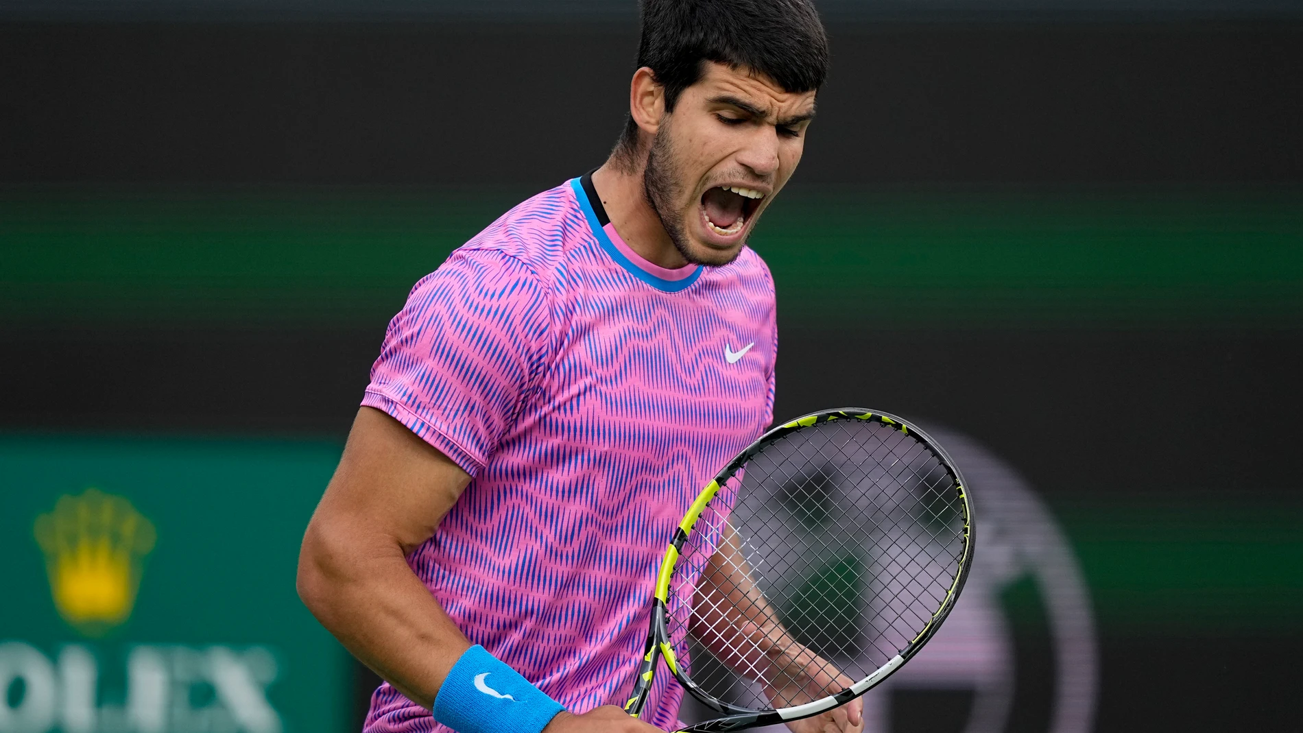Alcaraz, en un partido de la pasada edición de Indian Wells