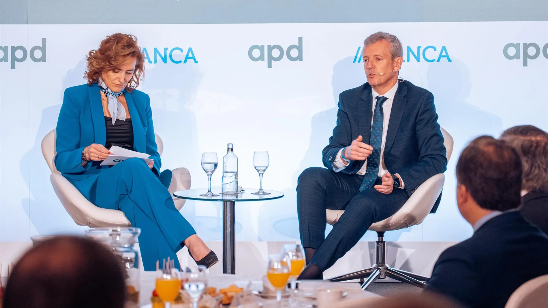 Rueda, esta mañana, en un amuerzo-coloquio empresarial organizado por la Asociación para el Progreso de la Dirección (APD).