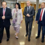El presidente del Consejo de Cuentas de Castilla y León, Mario Amilivia, el presidente de la Diputación, Gerardo Álvarez Courel, la catedrática Teresa Mata y el alcalde de León, José Antonio Diez, inauguran el Congreso ‘Retos de la Financiación Local’