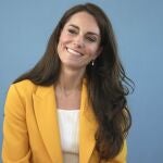 Britain's Kate, Princess of Wales, smiles as she visits the Dame Kelly Holmes Trust and meets with some of the young people that the charity supports.