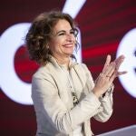 La vicepresidenta del Gobierno y vicesecretaria general del PSOE, María Jesús Montero, interviene en el congreso extraordinario de los socialistas valencianos este sábado en Benicàssim (Castellón). 