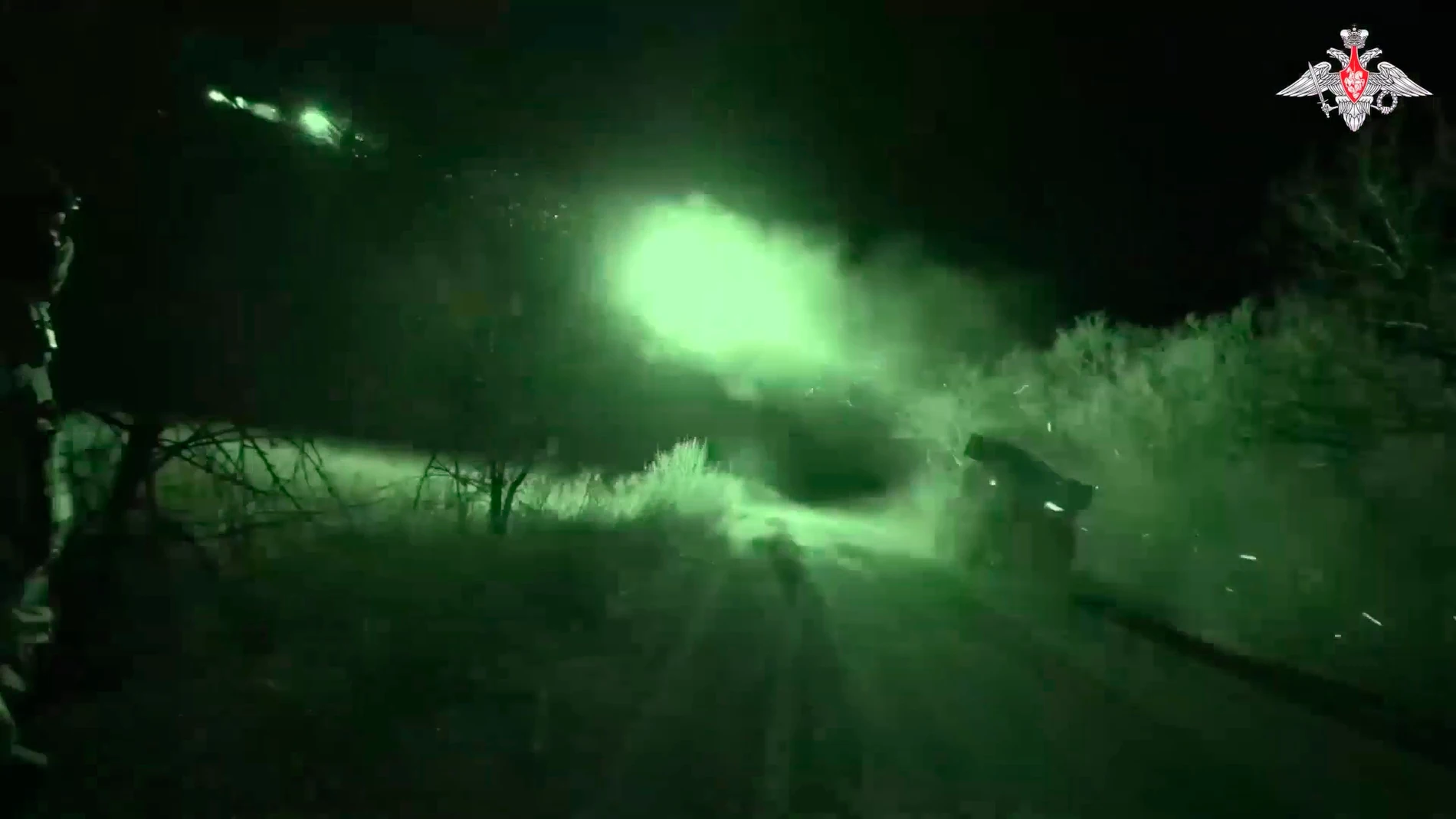 This photo taken from video released by the Russian Defense Ministry Press Service on Thursday, March 28, 2024, a rocket is fired from the Russian army's rocket launchers at an undisclosed location in Ukraine. (Russian Defense Ministry Press Service via AP)