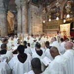 Misa de Jueves Santo en la iglesia del Sagrado Sepulcro de Jerusalén