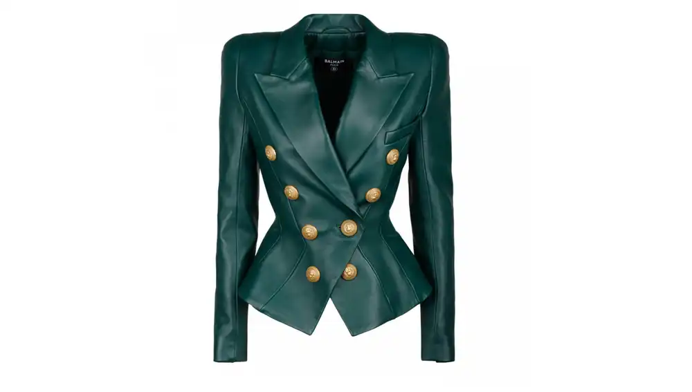 Blazer de efecto cuero.