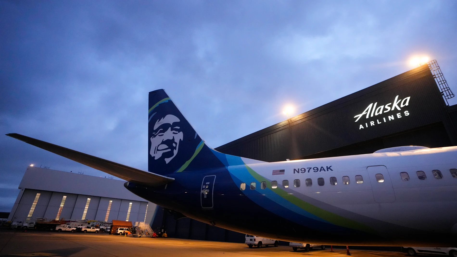FILE - An Alaska Airlines Boeing 737 Max 9 awaits inspection at the airline's hangar at the Seattle-Tacoma International Airport, Jan. 10, 2024, in SeaTac, Wash. Alaska Airlines said Thursday, April 4, that Boeing paid the carrier $160 million in “initial compensation” for a panel that blew out of an Alaska Boeing 737 Max 9 jetliner in January. The airline said that it expects additional compensation, the terms of which it said are confidential. (AP Photo/Lindsey Wasson, File)