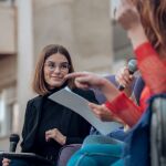 Carla Galeote y Ángela Rodríguez Pam en un acto del 8M del Ayuntamiento de Getafe, titulado como ‘No te lo creas. Desmontando bulos contra el feminismo con Carla Galeote’