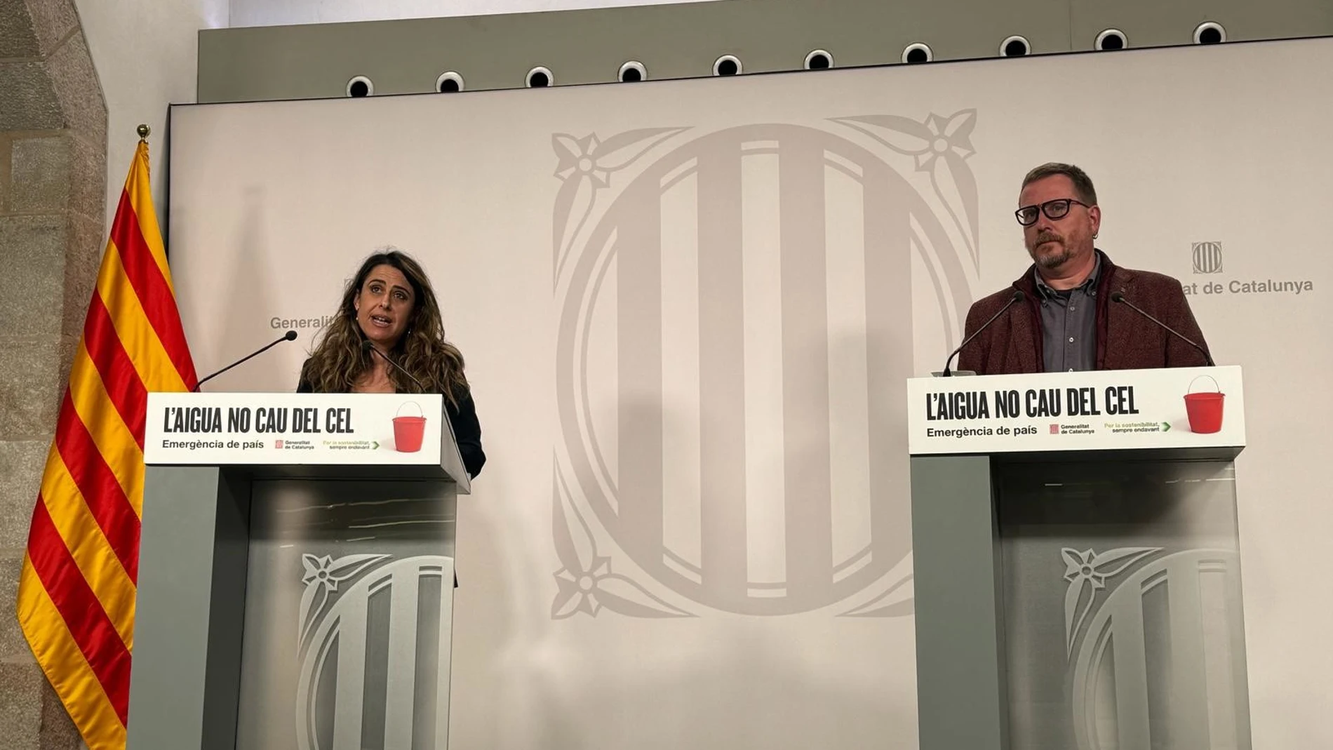 La portavoz Patrícia Plaja y el secretario general de Acción Climática de la Generalitat, Josep Vidal, en rueda de prensa este jueves EUROPA PRESS 04/04/2024