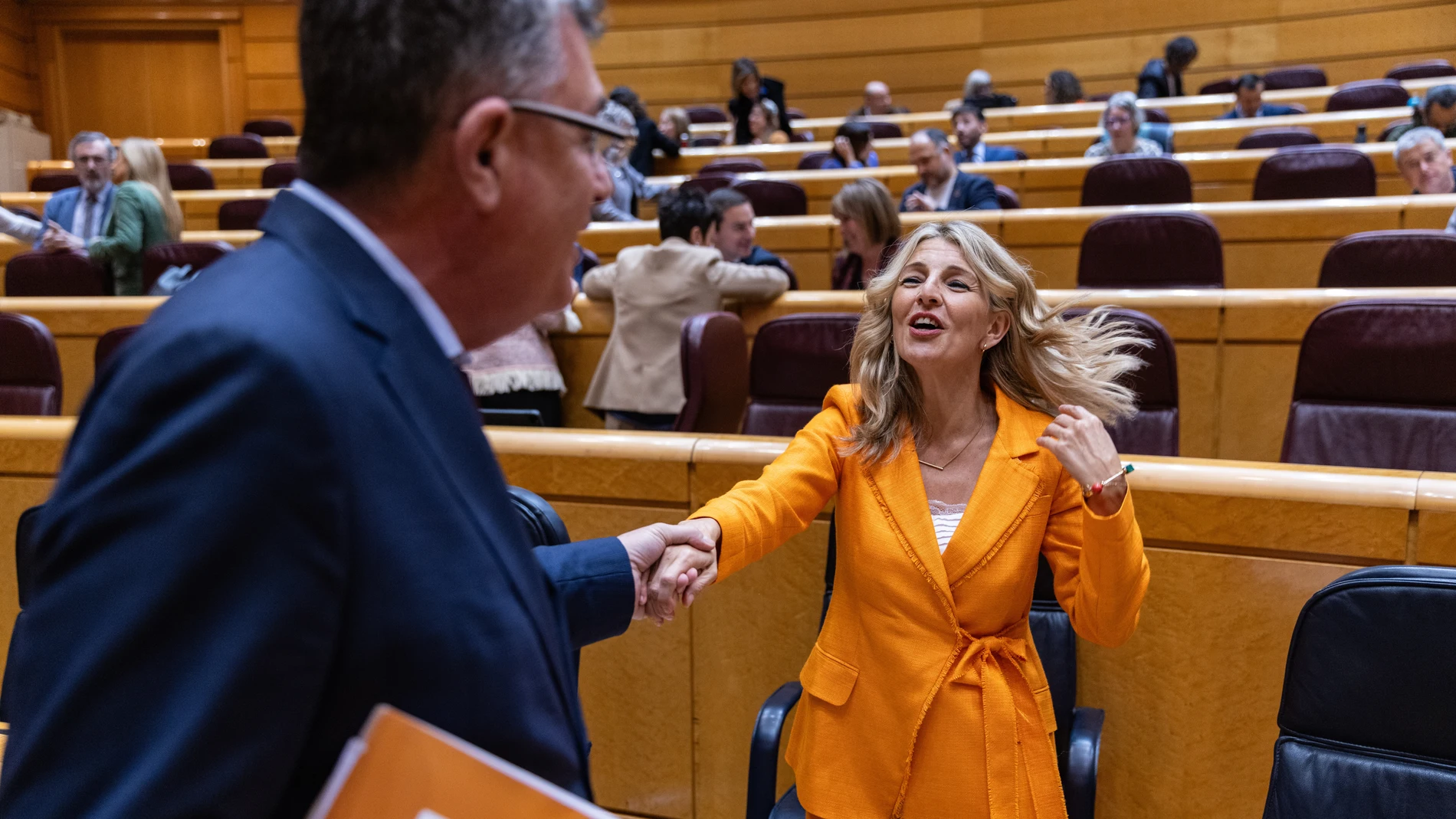 Yolanda Díaz durante el último pleno del Senado.