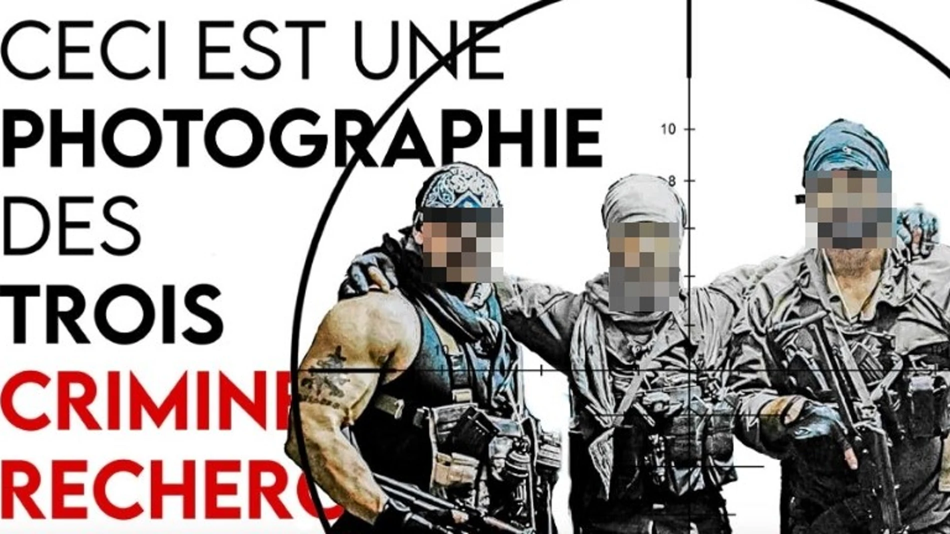 Cartel distribuido por Al Qaeda. Los rostros han sido picelados por LA RAZÓN para evitar su reconocimiento