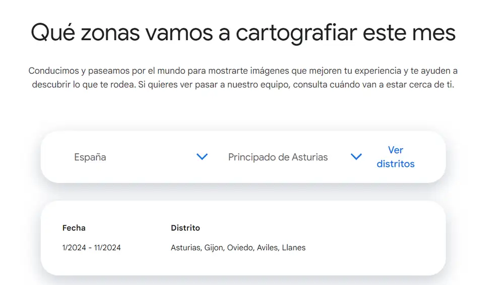 Fechas en las que Google pasará por tu casa