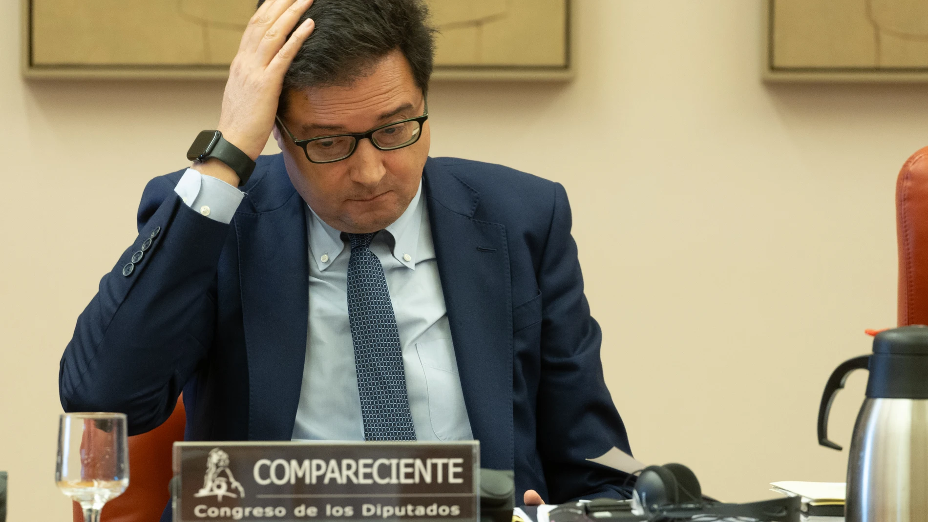 El director del Gabinete del Presidente del Gobierno y diputado del PSOE, Óscar López Águeda, durante la Comisión Mixta de Seguridad Nacional, en el Congreso de los Diputados, a 9 de abril de 2024, en Madrid (España). 09 ABRIL 2024;MADRID;COMISION MIXTA SEGURIDAD NACIONAL;CONGRESO DE LOS DIPUTADOS Eduardo Parra / Europa Press 09/04/2024
