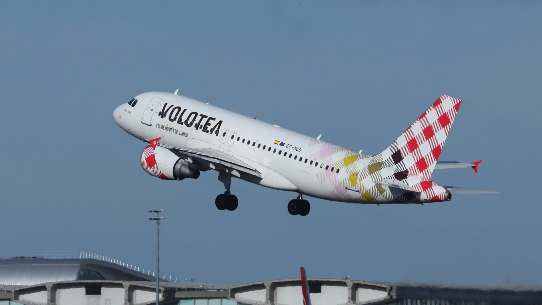 Volotea departure to airport in Europe.