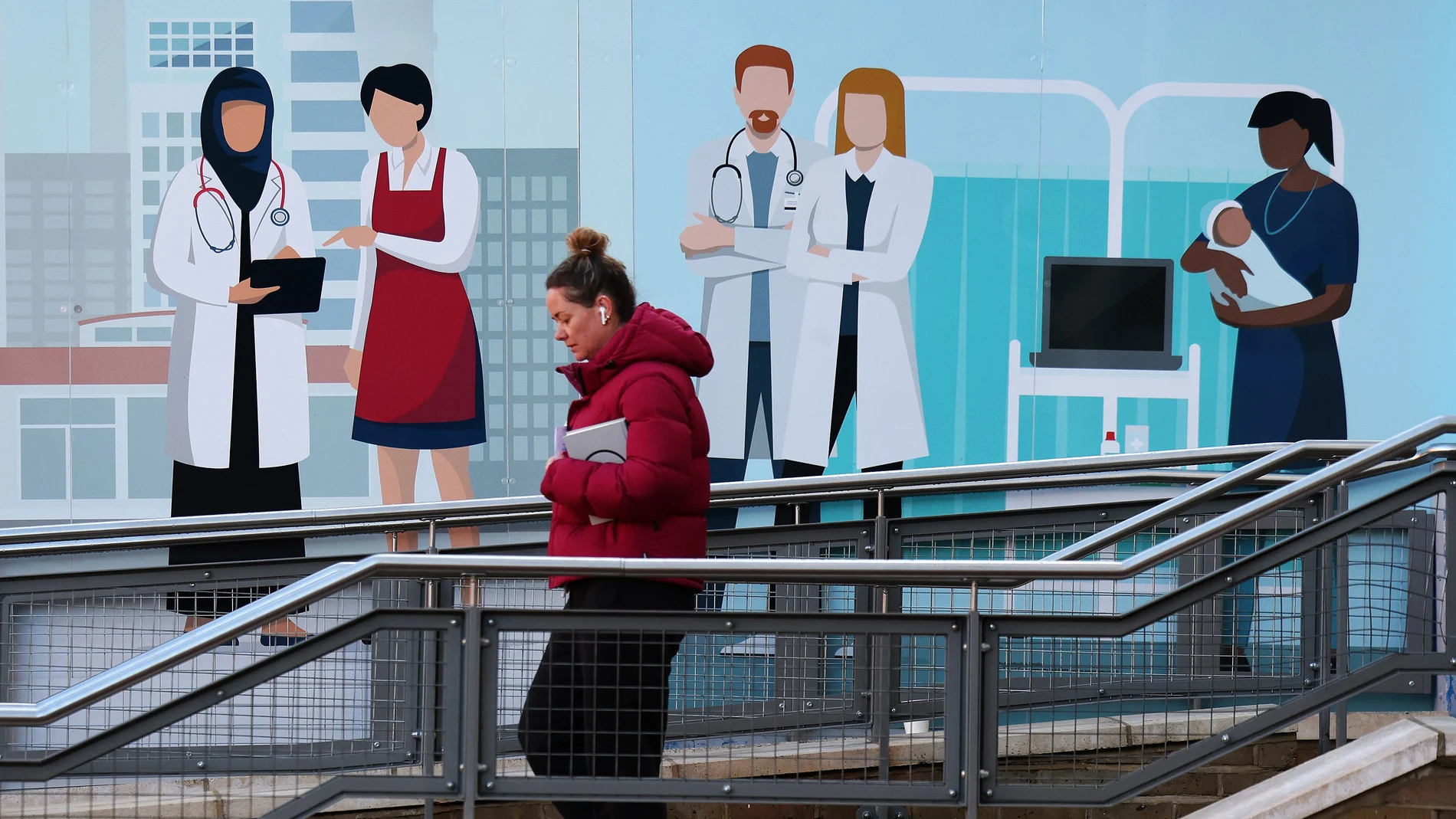 A patient exits an A&E ward at a hospital in London, Britain, 04 April 2024. According to the Office of National Statistics (ONS), figures indicate that some 9.7 million people in the UK are either waiting for a hospital appointment or awaiting treatment.