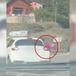 Los Mossos captan el momento en el que una niña cae de un coche en marcha en Lérida
