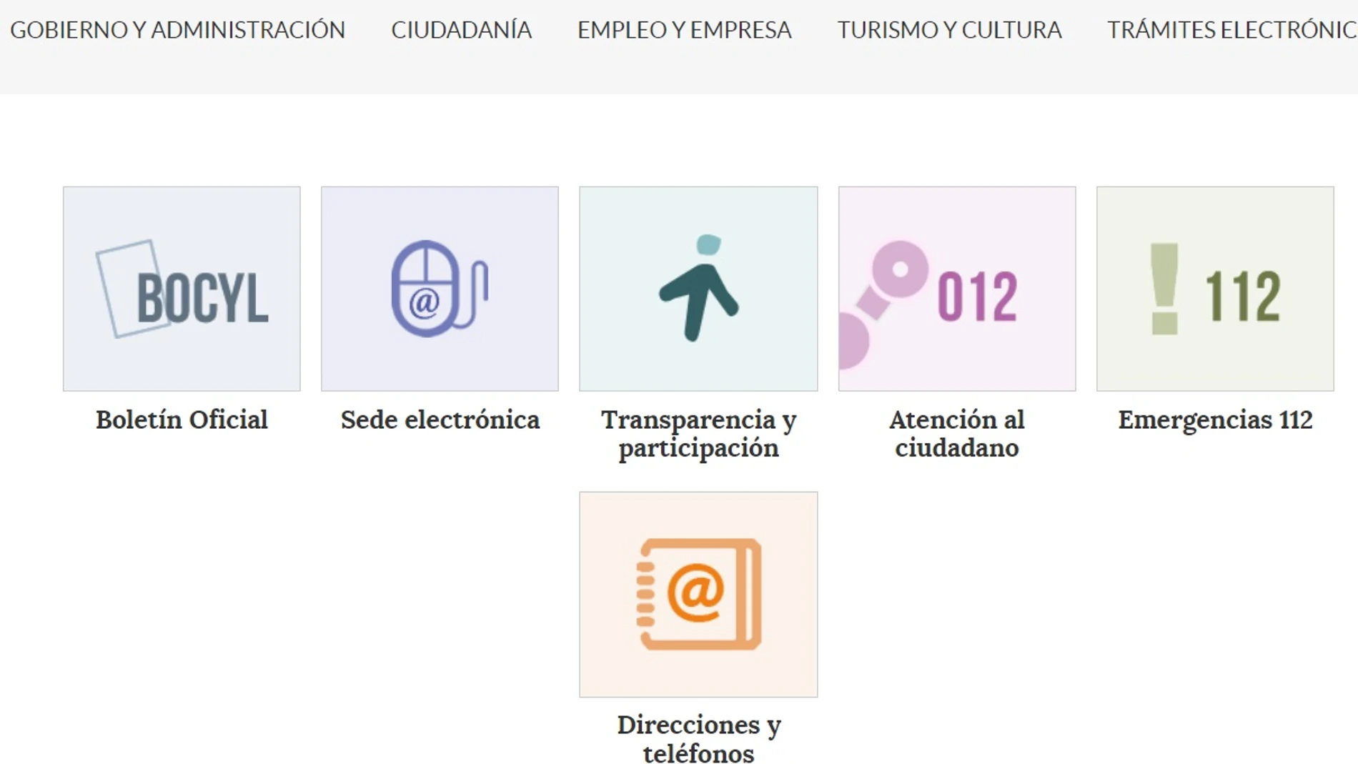 Imagen de la página principal de la Junta de Castilla y León