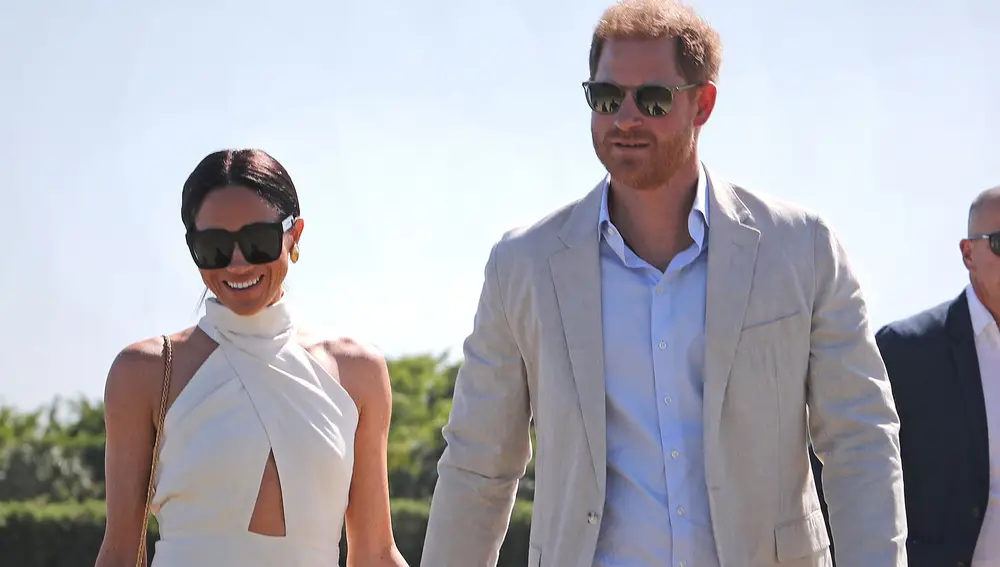 Meghan Mark y el príncipe Harry en un partido de polo en Wellington.