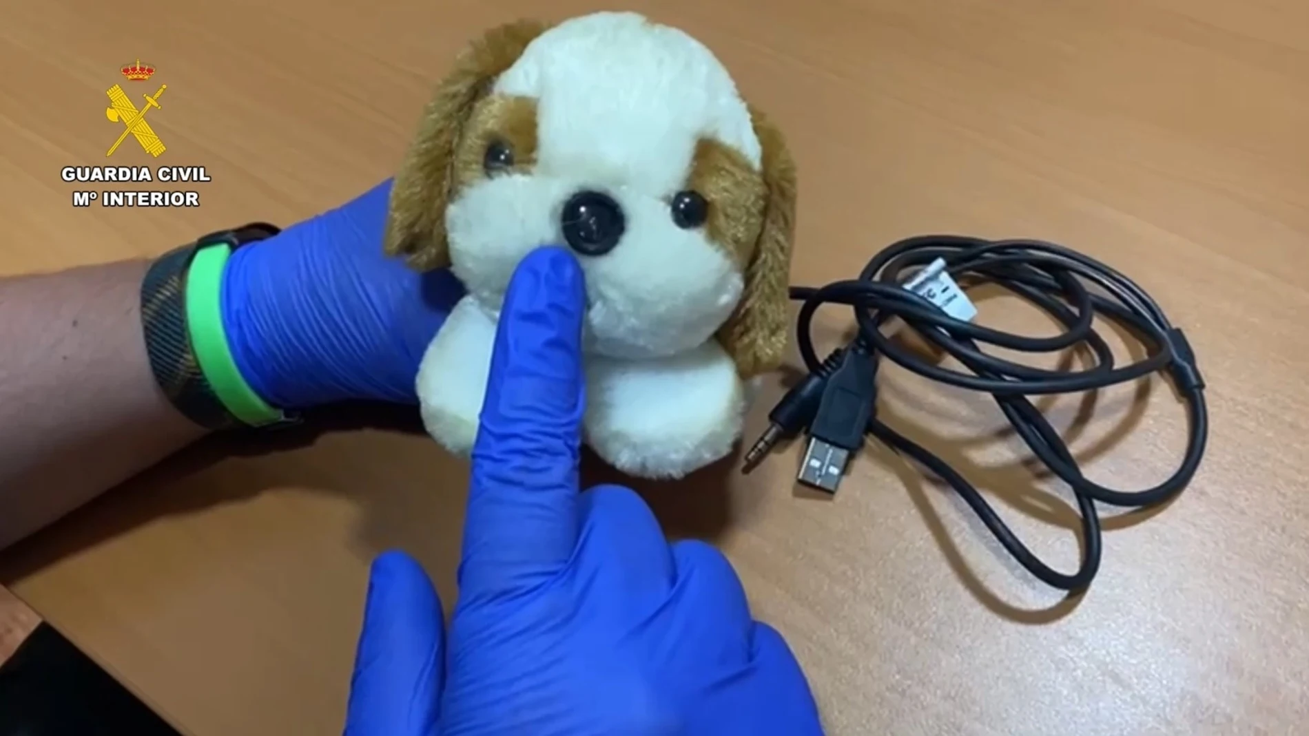 Peluche en el que estaba instalada una cámara