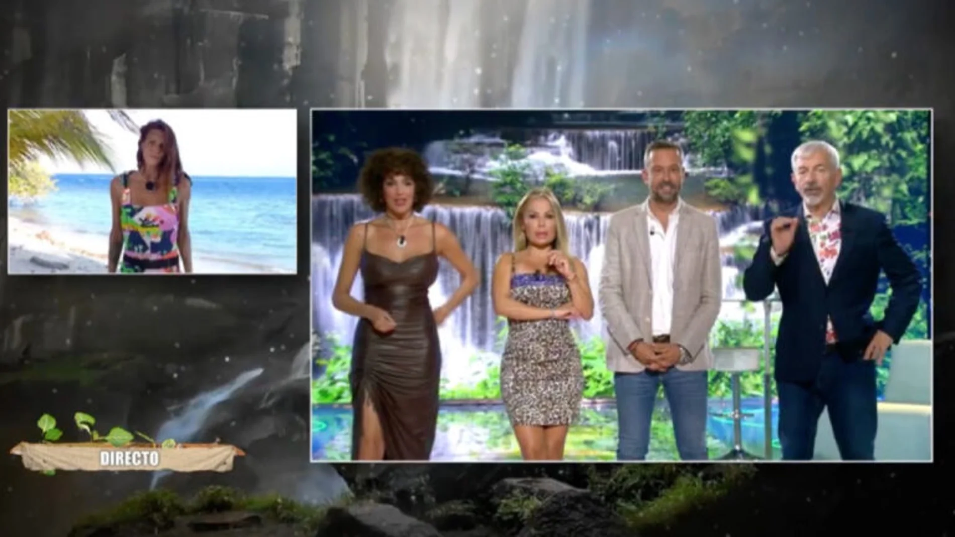 Laura Matamoros, Rocío Madrid, Lorena Morlote, Kike Calleja y Carlos Sobera en 'Supervivientes'