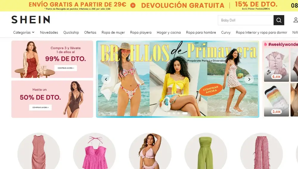 Escaparate web de la tienda china Shein
