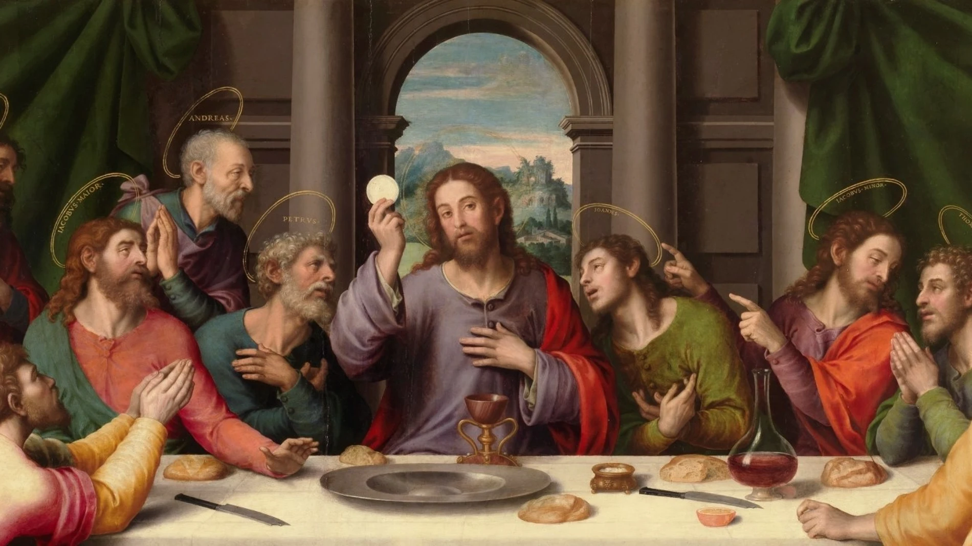 «La Última Cena», pintada por el artista valenciano Juan de Juanes en 1555 en donde aparece reproducido el mismo cáliz guardado en la catedral de Valencia