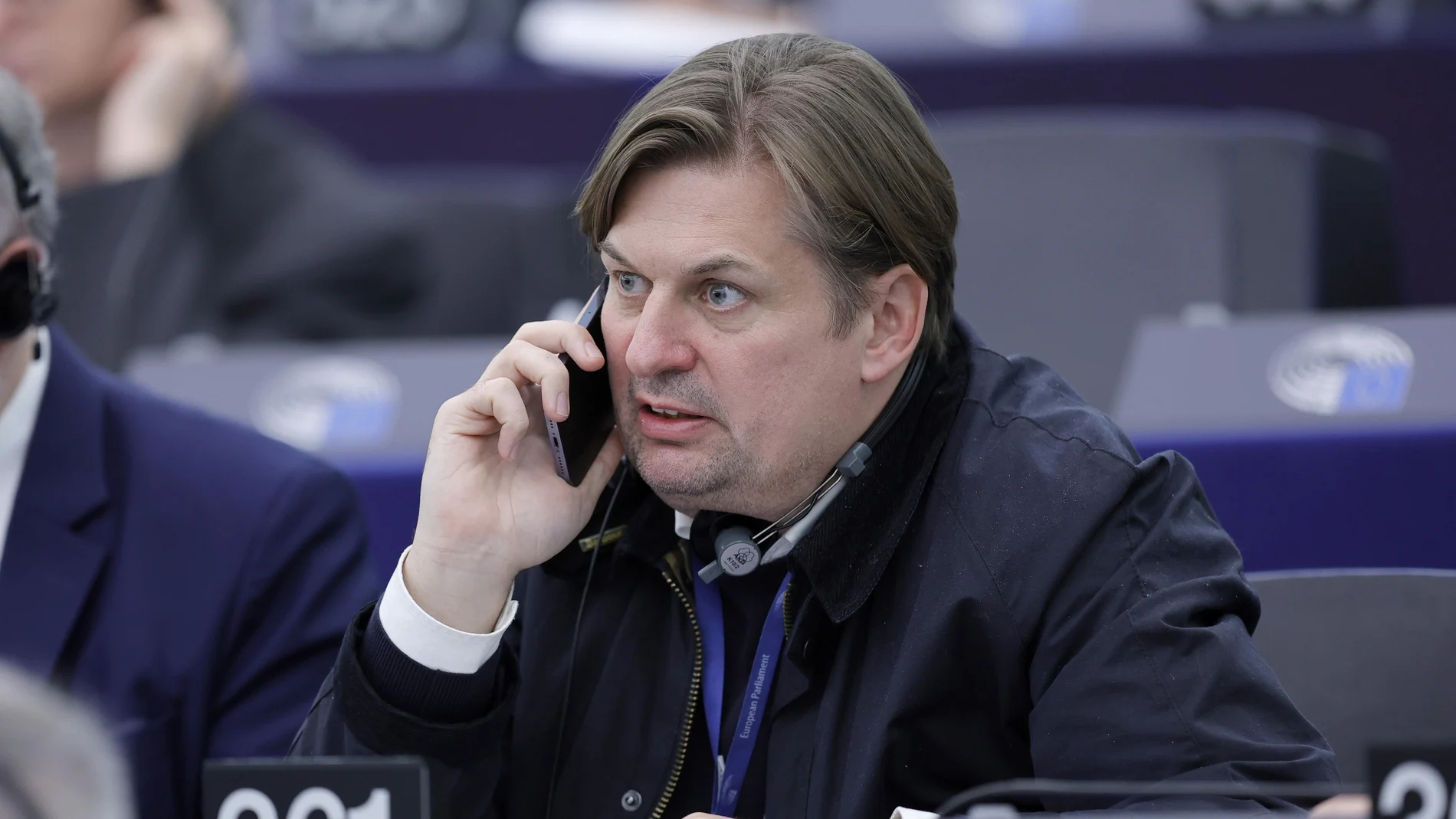 Maximilian Krah, a member of the German AfD party Federal Executive Committee and has been a Member of the European Parliament since 2019, during the Votings at the European Parliament in Strasbourg, France, 23 April 2024.