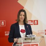 La vicesecretaria general Lara Méndez, hoy, en rueda de prensa. 