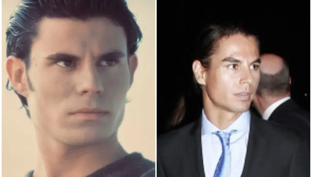 Javier Santos de joven, junto a una foto de Julio José Iglesias tomada en 2012