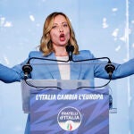 Giorgia Meloni, en un acto de partido este domingo en Pescara