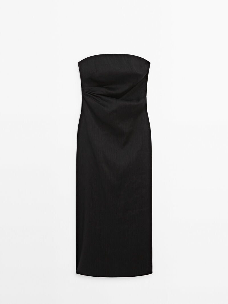 Vestido de lino escote palabra de honor.
