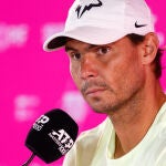 Rafa Nadal, en rueda de prensa en el Mutua Madrid Open
