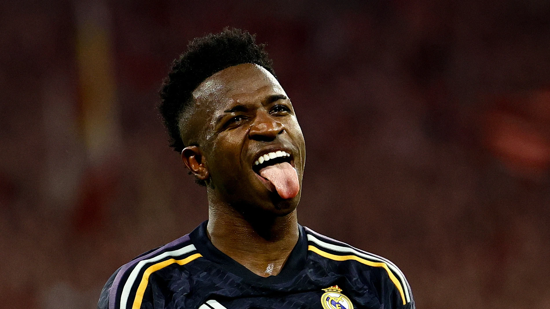Munich (Germany), 30/04/2024.- Real Madrid's Vinicius Junior celebrates after scoring the 2-2 equalizer during the UEFA Champions League semi final, 1st leg match between Bayern Munich and Real Madrid in Munich, Germany, 30 April 2024. (Liga de Campeones, Alemania) EFE/EPA/FILIP SINGER