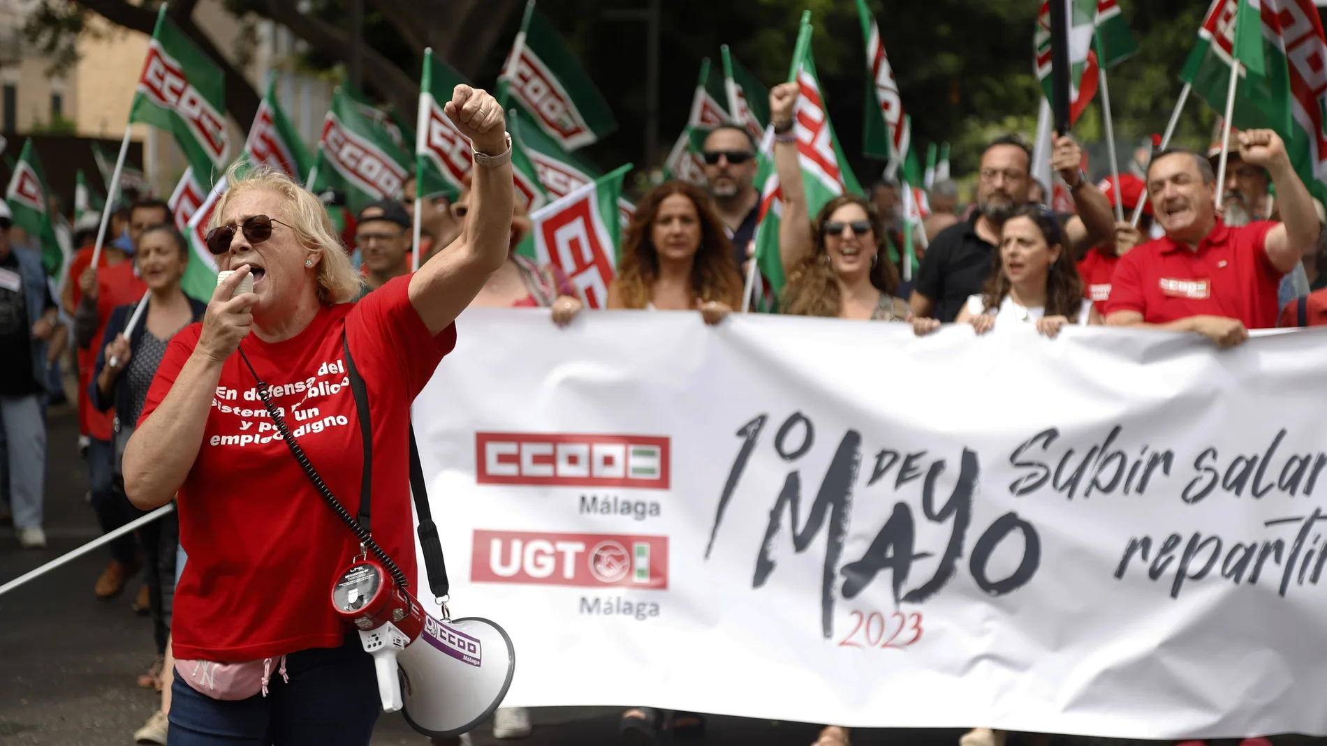 Detalle de la Manifestación con motivo del Día Internacional del Trabajo en Andalucía de 2023