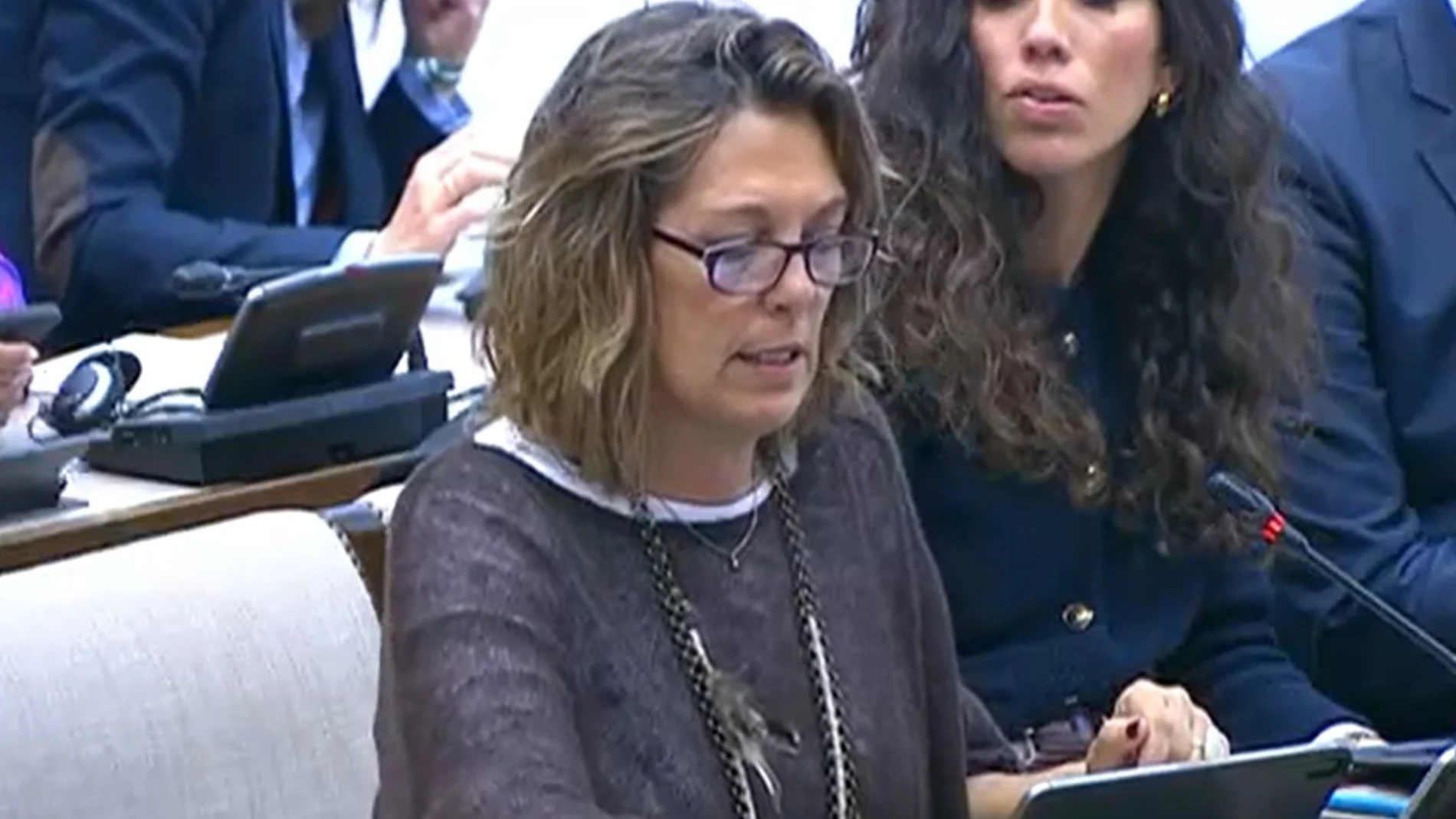 La portavoz de Alimentación del GPP, MIlagros Marcos, durante la Comisión