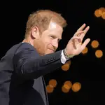 Prince Harry waves as he arrives at St Paul's Cathedral for a 'Service of Thanksgiving' celebrating 10 years of the Invictus Games Foundation, in London, Wednesday, May 8, 2024.