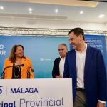 Juanma Moreno, Carmen Crespo y Elías Bendodo, ayer en la clausura de la Unión Intermunicipal del PP de Málaga