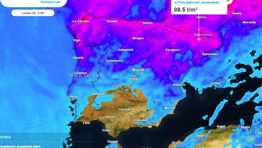 En los próximos días las lluvias serán abundantes y tormentosas sobre todo en la mitad norte peninsular.