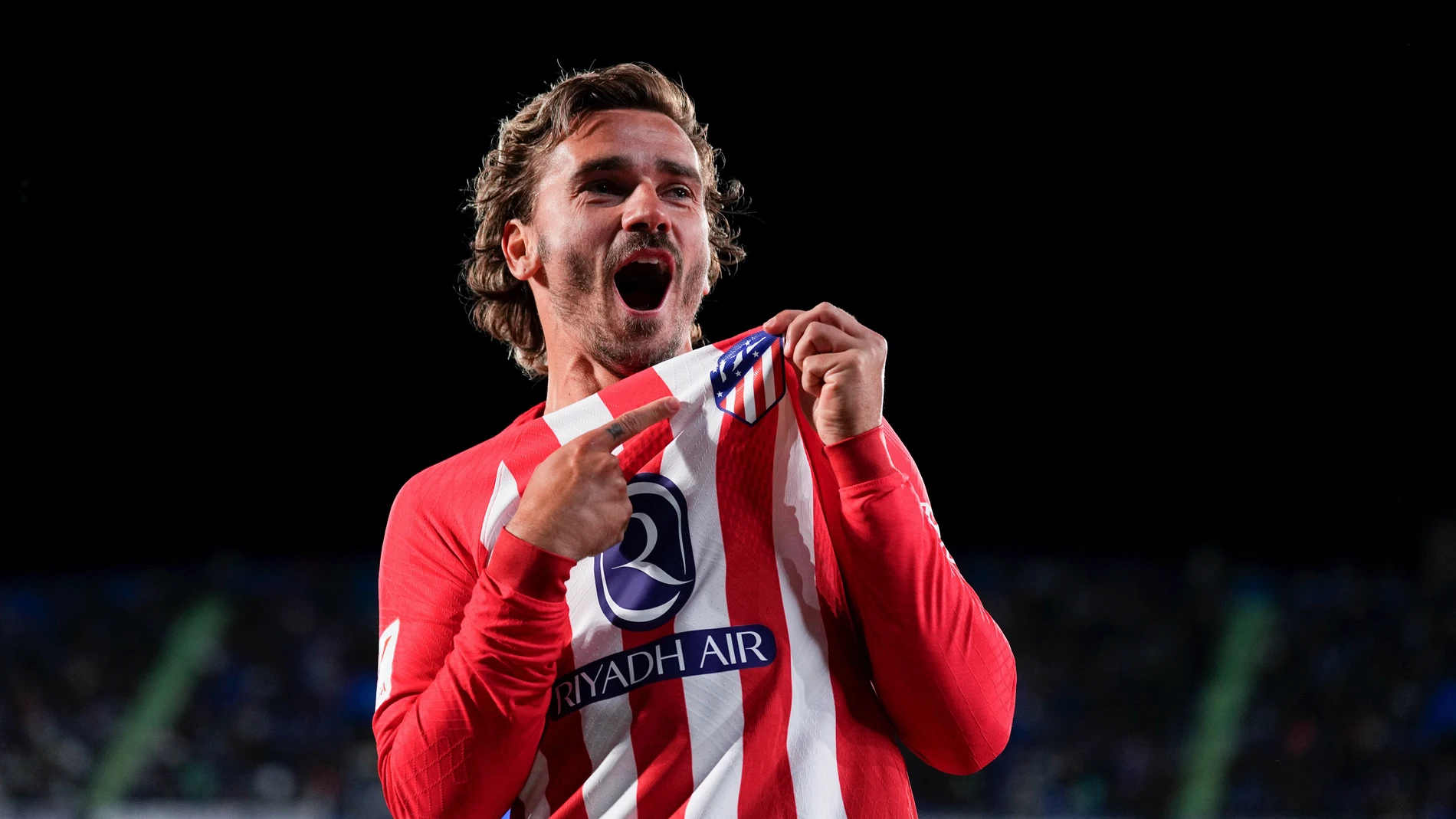 Antoine Griezmann of Atletico de Madrid celebrates a goal during the Spanish League, LaLiga EA Sports, football match played between Getafe CF and Atletico de Madrid at Coliseum de Getafe stadium on May 15, 2024, in Getafe, Madrid, Spain. AFP7 15/05/2024 ONLY FOR USE IN SPAIN
