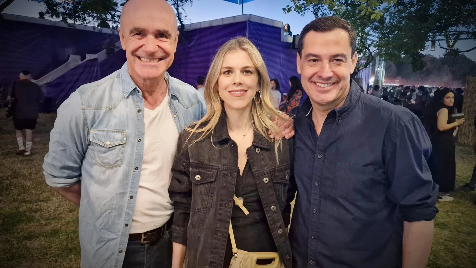 Antonio Muñoz, Manuela Villena y Juanma Moreno, en el concierto Interestelar