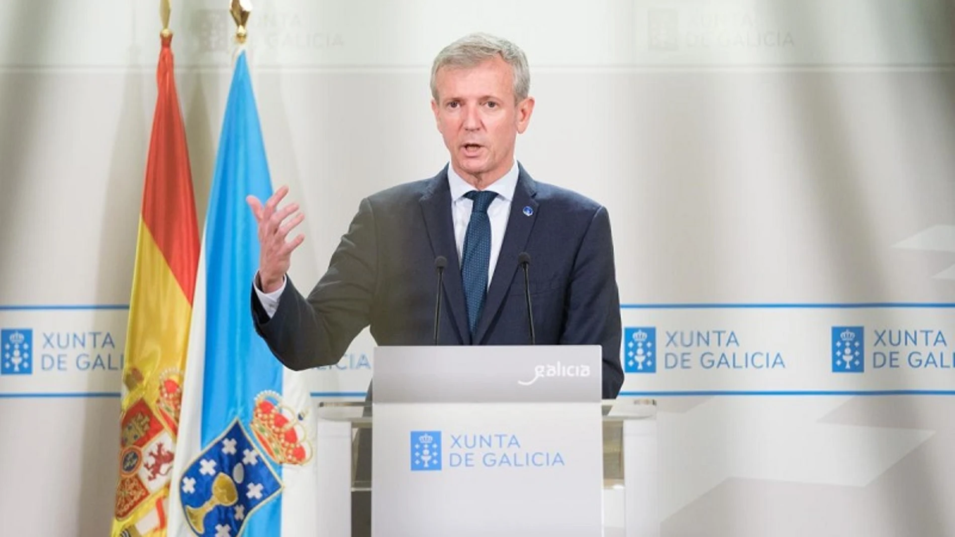 El presidente gallego, hoy, en rueda de prensa.