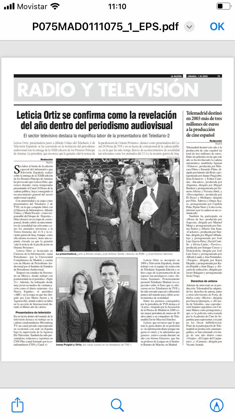 Letizia Ortiz, revelación del año dentro del periodismo audiovisual