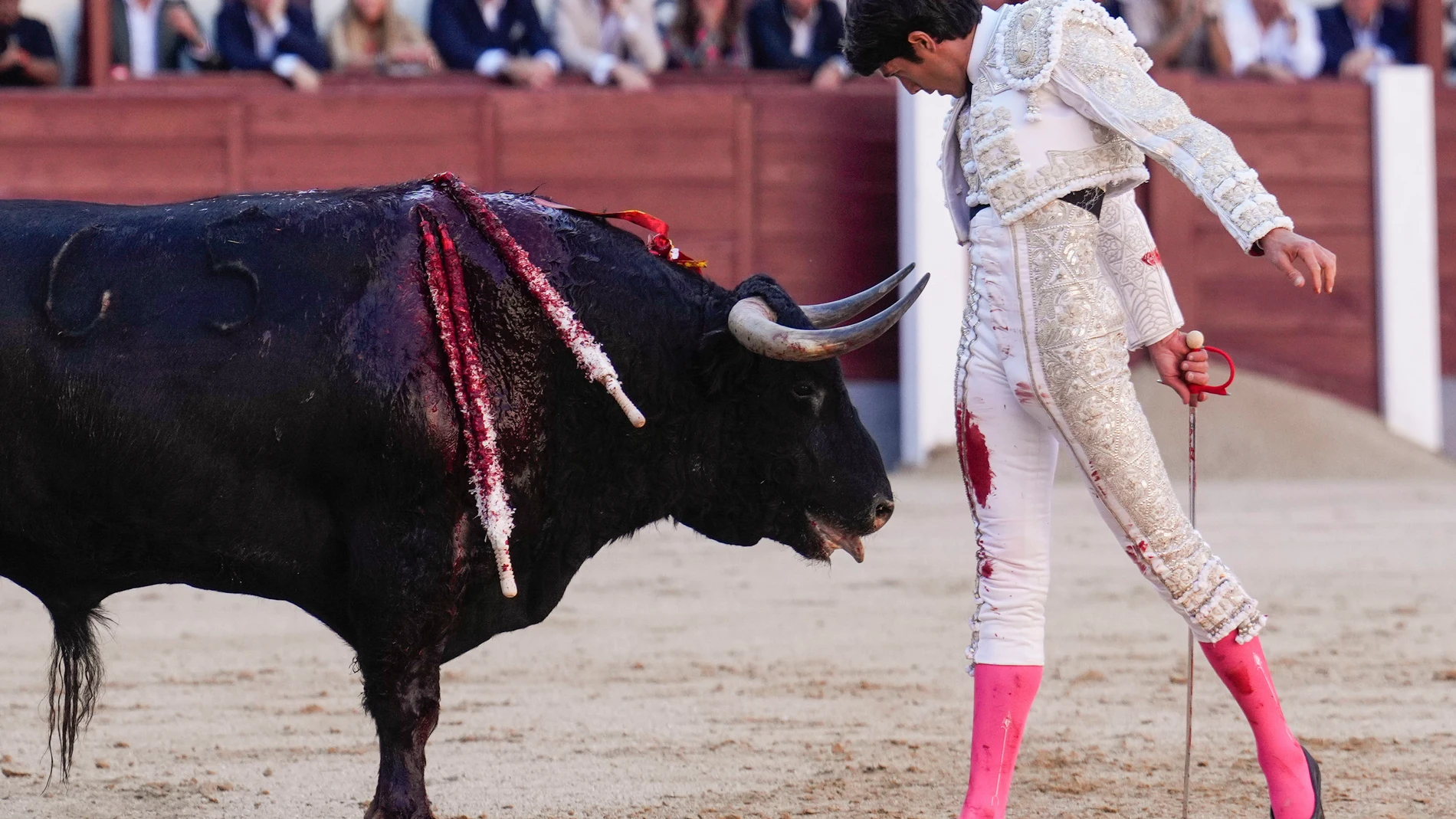 MADRID, 25/05/2024.- El diestro Sebastián Castella durante la corrida de toros de la Feria de San Isidro, este sábado en las Ventas. Comparte cartel con los matadores Daniel Luque y Christian Parejo. EFE/ Borja Sánchez-trillo