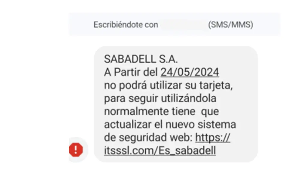 Ejemplo de mensaje que reciben algunas personas
